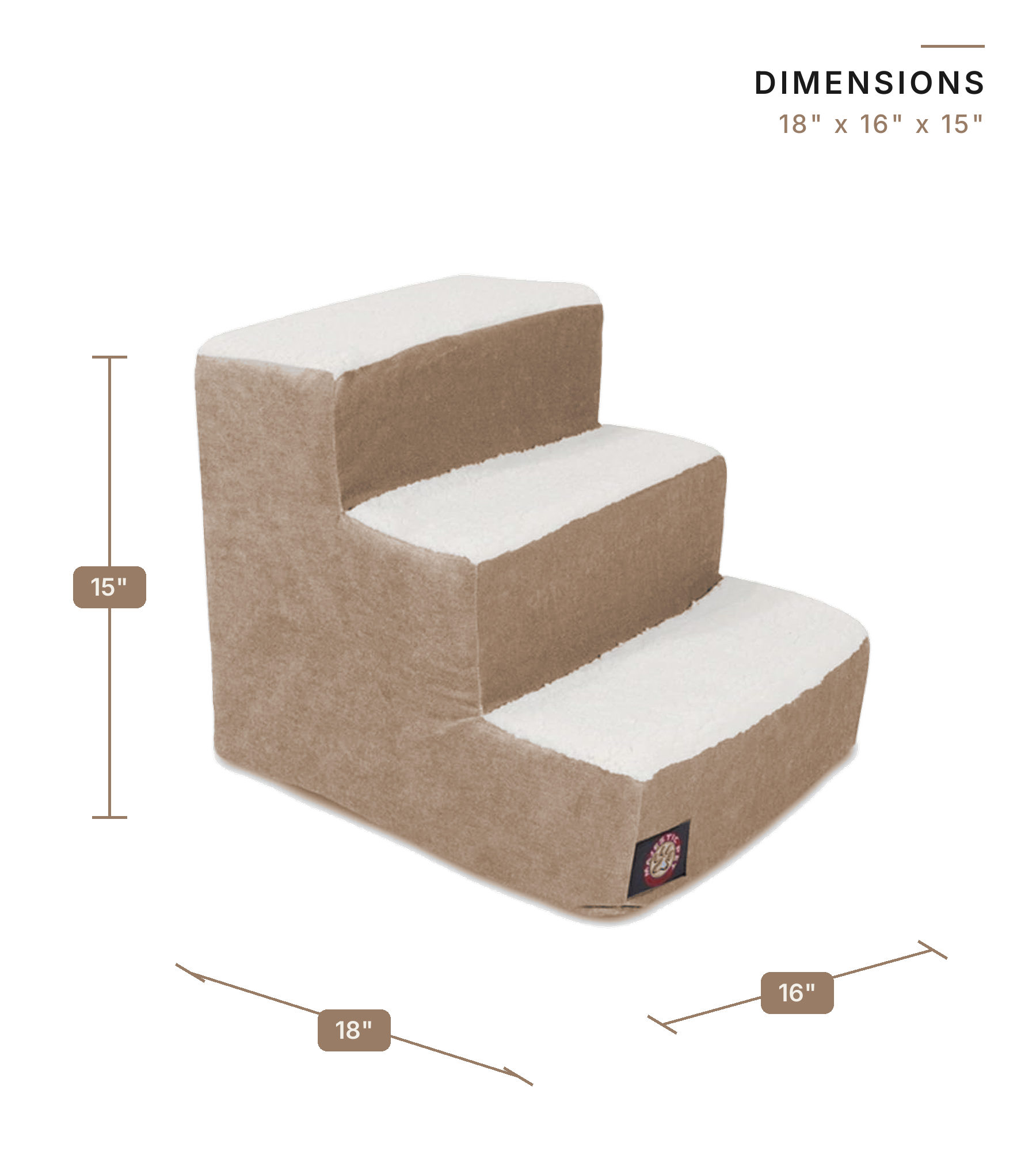 Coffee pet stairs dimensions 18 by 16 by 15 inches