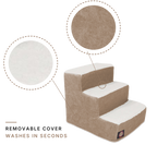 Removable washable cover fabric detail on coffee sherpa pet stairs