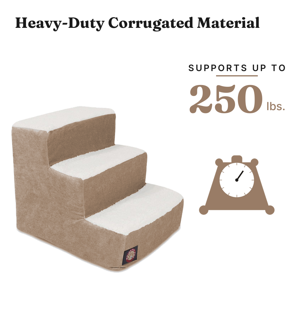 Heavy-duty coffee pet stairs support up to 250 lbs