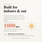 Built for indoors and out — 1000-hour UV-treated polyester cover and a waterproof, non-skid base