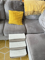 Grey pet stairs top view showing the three sherpa treads