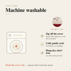 Machine washable — removable slipcover, wash the cover only, sherpa top